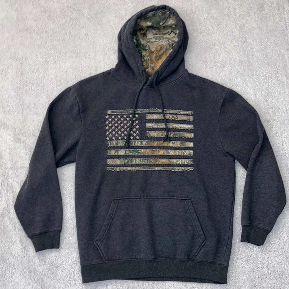 Buckwear Camo Stars & Stripes Mens Hoodie Size Large US Flag Camouflage
